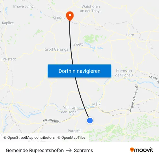 Gemeinde Ruprechtshofen to Schrems map