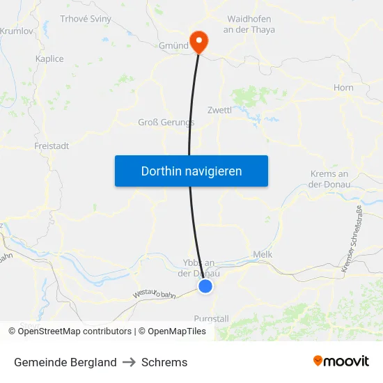 Gemeinde Bergland to Schrems map