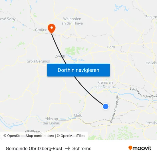 Gemeinde Obritzberg-Rust to Schrems map