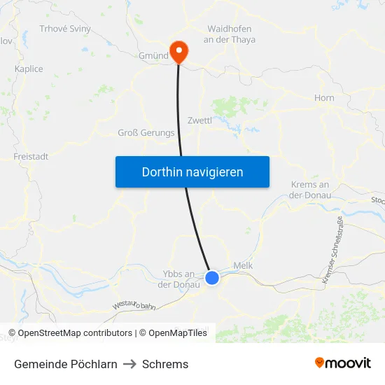 Gemeinde Pöchlarn to Schrems map