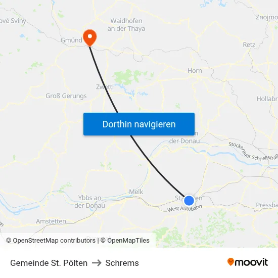 Gemeinde St. Pölten to Schrems map
