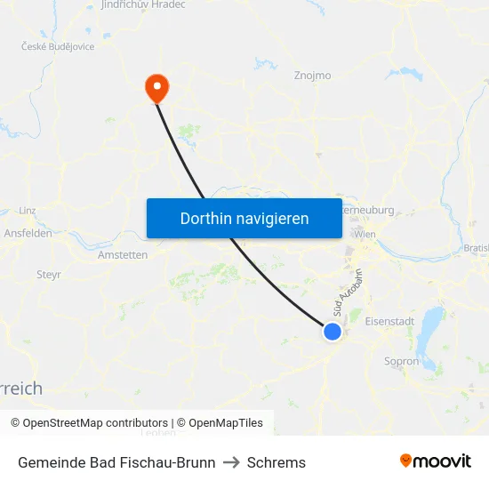 Gemeinde Bad Fischau-Brunn to Schrems map