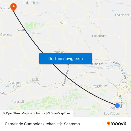 Gemeinde Gumpoldskirchen to Schrems map