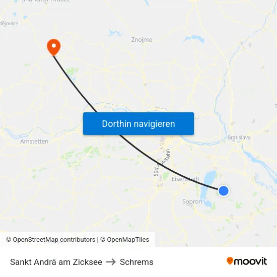 Sankt Andrä am Zicksee to Schrems map