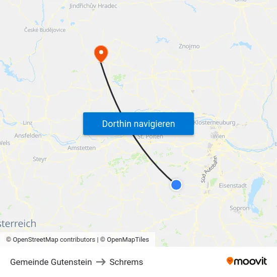 Gemeinde Gutenstein to Schrems map