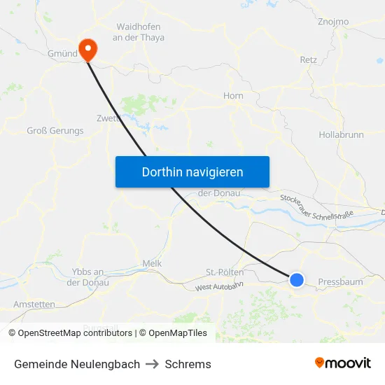 Gemeinde Neulengbach to Schrems map