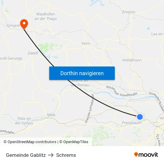 Gemeinde Gablitz to Schrems map