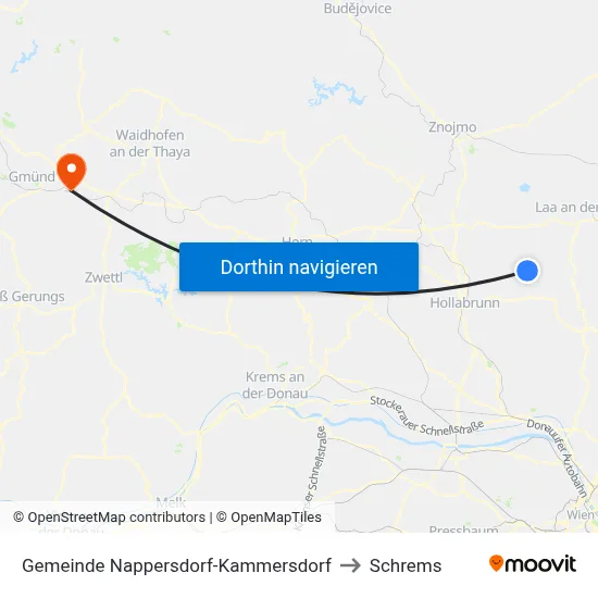 Gemeinde Nappersdorf-Kammersdorf to Schrems map