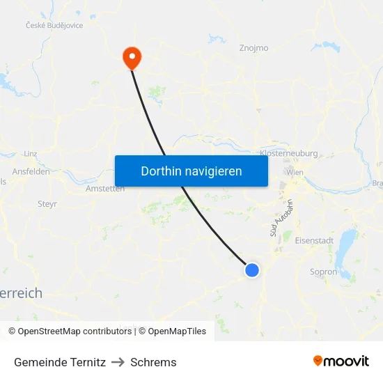 Gemeinde Ternitz to Schrems map