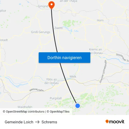 Gemeinde Loich to Schrems map