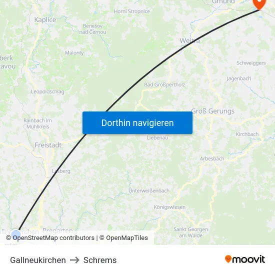 Gallneukirchen to Schrems map