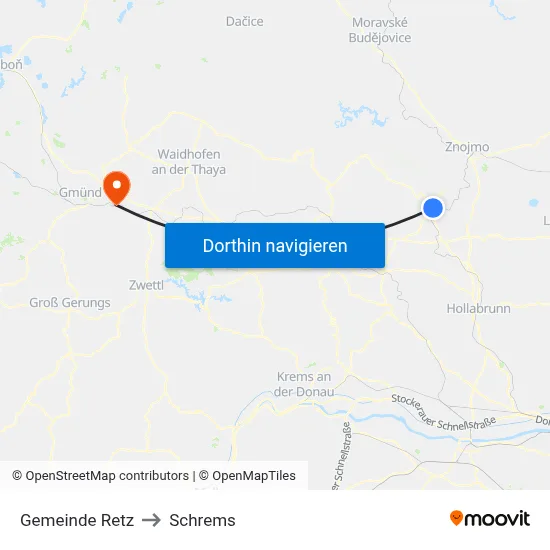 Gemeinde Retz to Schrems map