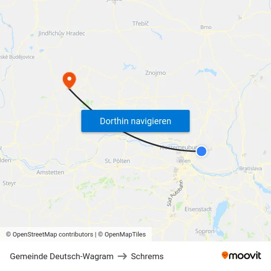 Gemeinde Deutsch-Wagram to Schrems map