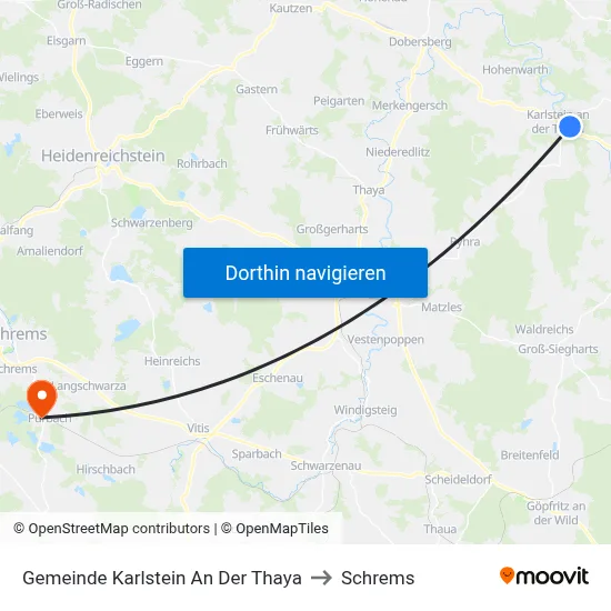 Gemeinde Karlstein An Der Thaya to Schrems map