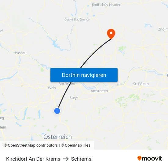 Kirchdorf An Der Krems to Schrems map