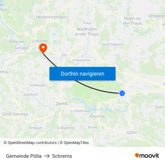 Gemeinde Pölla to Schrems map