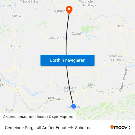 Gemeinde Purgstall An Der Erlauf to Schrems map