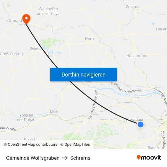 Gemeinde Wolfsgraben to Schrems map
