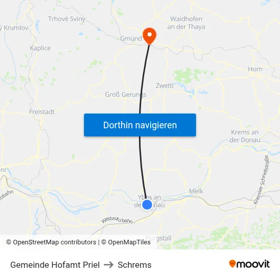Gemeinde Hofamt Priel to Schrems map