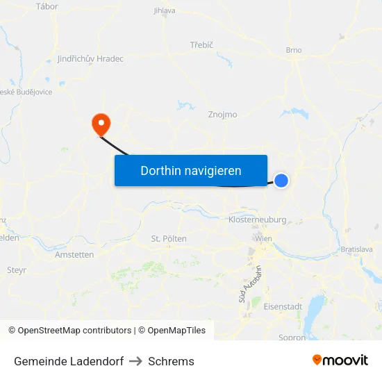 Gemeinde Ladendorf to Schrems map