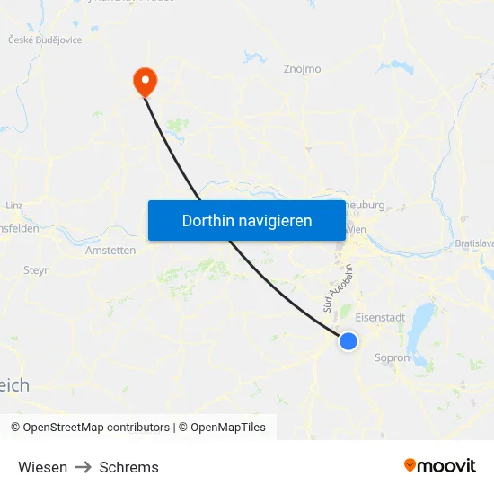 Wiesen to Schrems map