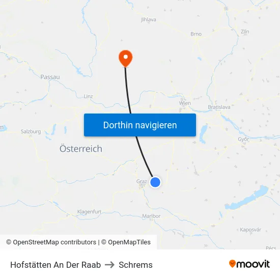 Hofstätten An Der Raab to Schrems map