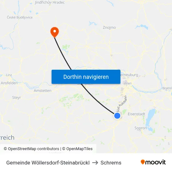 Gemeinde Wöllersdorf-Steinabrückl to Schrems map