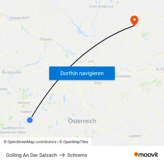 Golling An Der Salzach to Schrems map