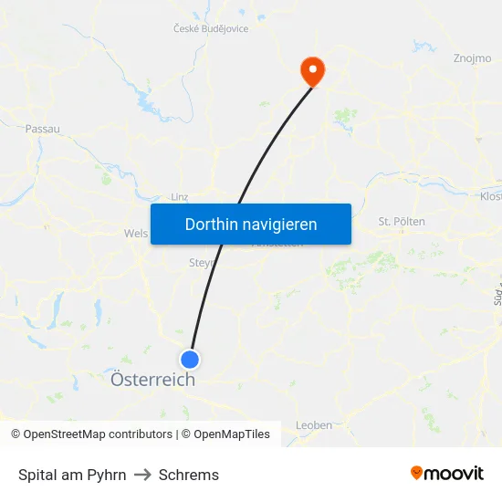 Spital am Pyhrn to Schrems map