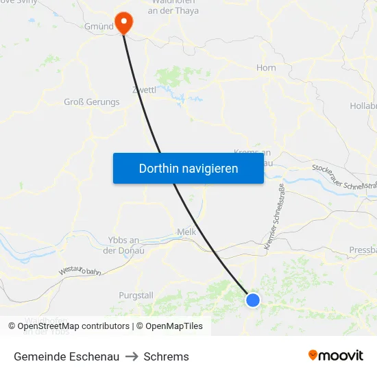 Gemeinde Eschenau to Schrems map