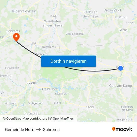 Gemeinde Horn to Schrems map