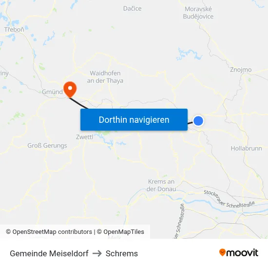 Gemeinde Meiseldorf to Schrems map