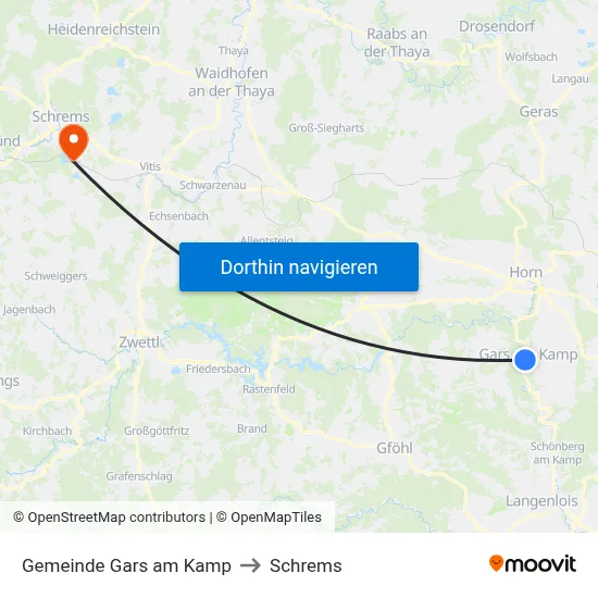Gemeinde Gars am Kamp to Schrems map