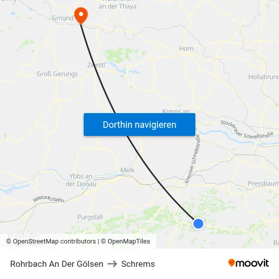 Rohrbach An Der Gölsen to Schrems map