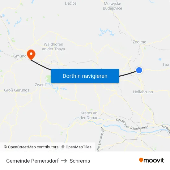 Gemeinde Pernersdorf to Schrems map