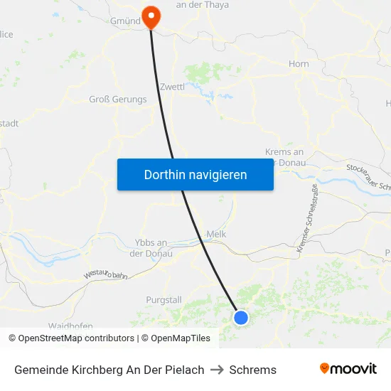 Gemeinde Kirchberg An Der Pielach to Schrems map