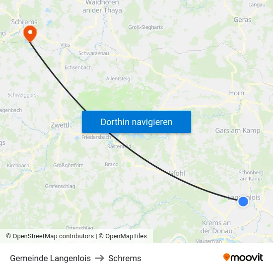 Gemeinde Langenlois to Schrems map