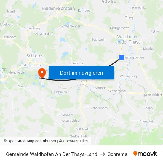 Gemeinde Waidhofen An Der Thaya-Land to Schrems map