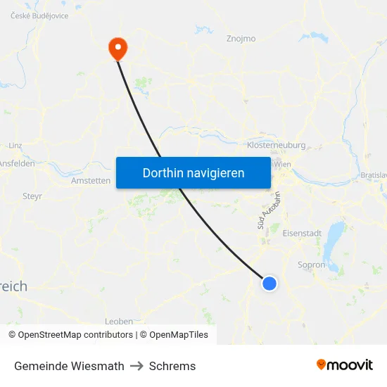 Gemeinde Wiesmath to Schrems map