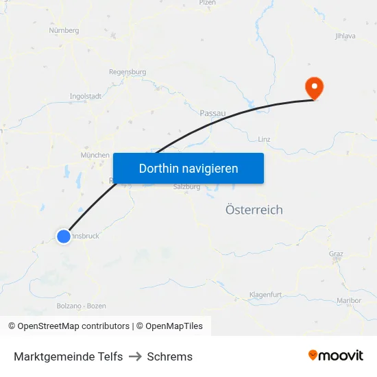 Marktgemeinde Telfs to Schrems map