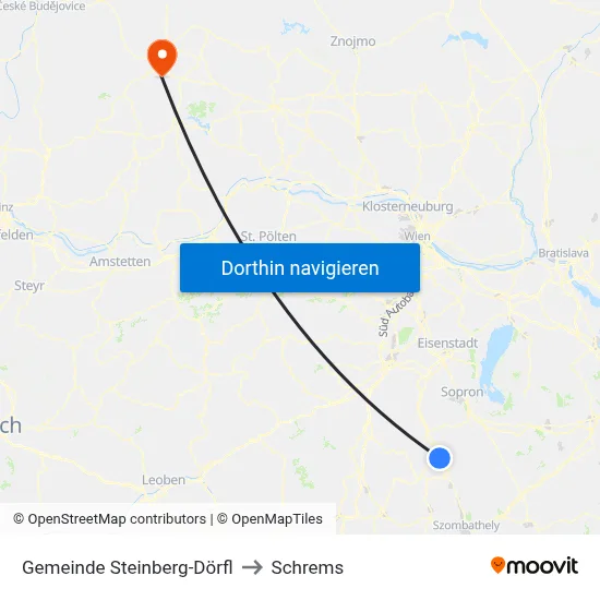 Gemeinde Steinberg-Dörfl to Schrems map