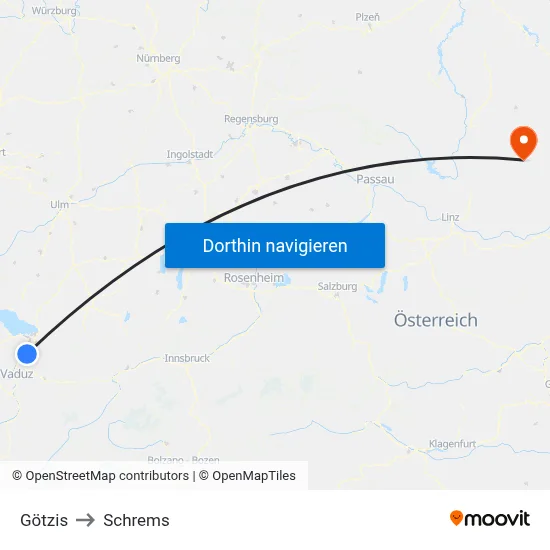 Götzis to Schrems map