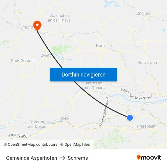 Gemeinde Asperhofen to Schrems map