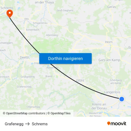 Grafenegg to Schrems map