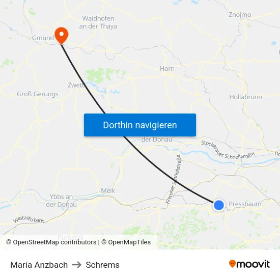 Maria Anzbach to Schrems map