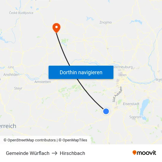 Gemeinde Würflach to Hirschbach map