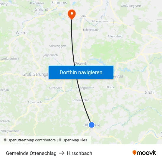 Gemeinde Ottenschlag to Hirschbach map