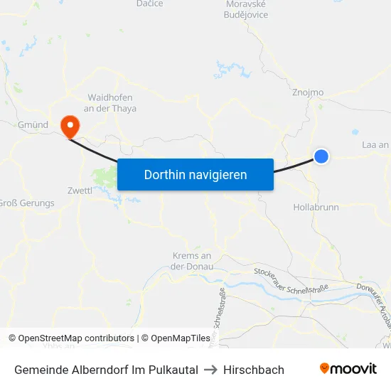 Gemeinde Alberndorf Im Pulkautal to Hirschbach map