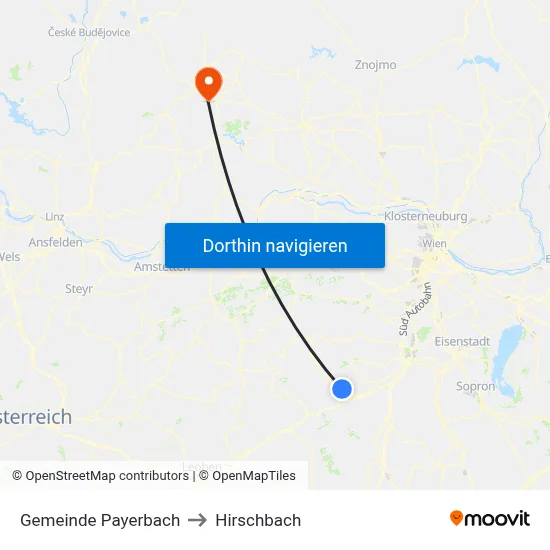 Gemeinde Payerbach to Hirschbach map