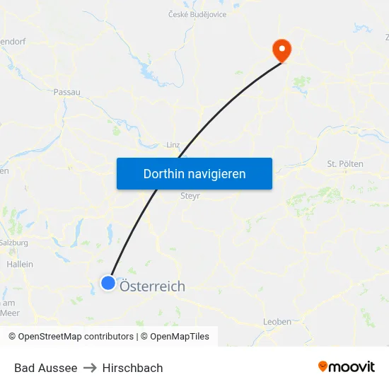 Bad Aussee to Hirschbach map